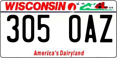WI license plate 305OAZ