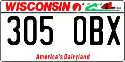 WI license plate 305OBX
