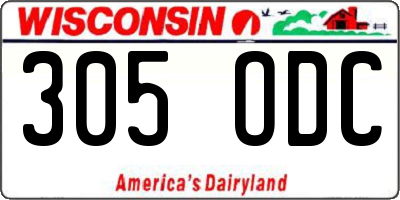 WI license plate 305ODC