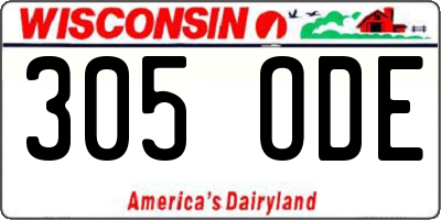 WI license plate 305ODE