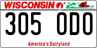 WI license plate 305ODO