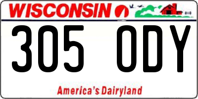 WI license plate 305ODY