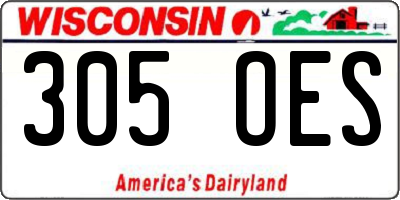 WI license plate 305OES