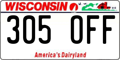 WI license plate 305OFF