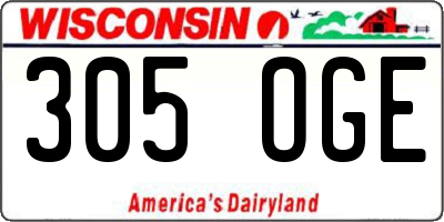 WI license plate 305OGE