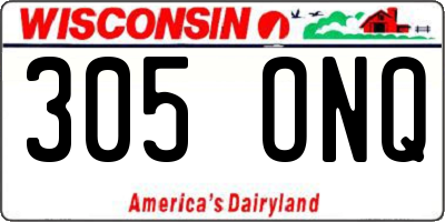 WI license plate 305ONQ