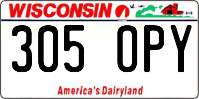 WI license plate 305OPY