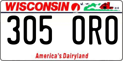 WI license plate 305ORO