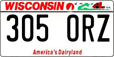 WI license plate 305ORZ