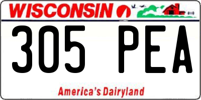 WI license plate 305PEA