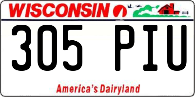 WI license plate 305PIU