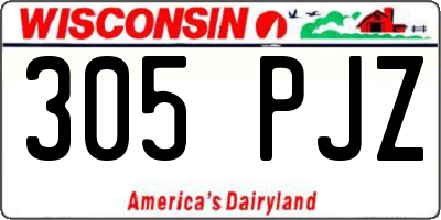 WI license plate 305PJZ