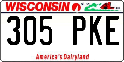 WI license plate 305PKE