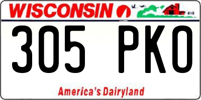 WI license plate 305PKO