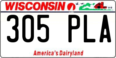 WI license plate 305PLA