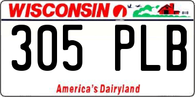 WI license plate 305PLB