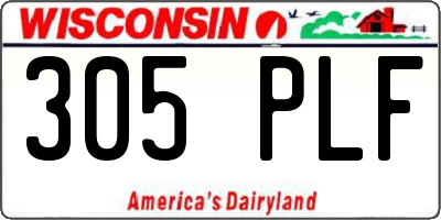WI license plate 305PLF