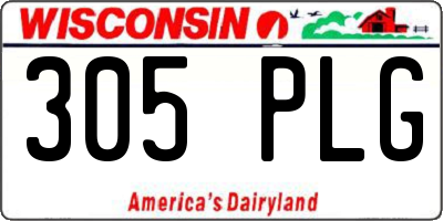 WI license plate 305PLG