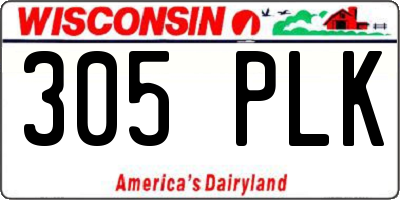 WI license plate 305PLK