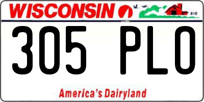 WI license plate 305PLO