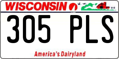 WI license plate 305PLS