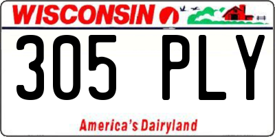 WI license plate 305PLY