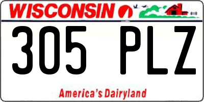 WI license plate 305PLZ