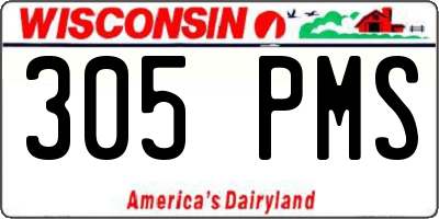 WI license plate 305PMS