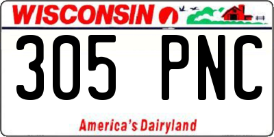 WI license plate 305PNC