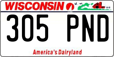 WI license plate 305PND