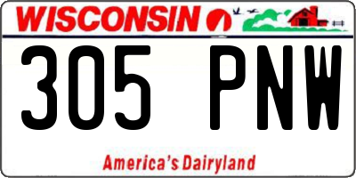 WI license plate 305PNW