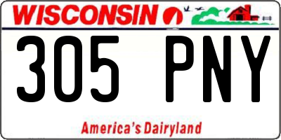 WI license plate 305PNY