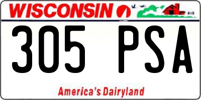 WI license plate 305PSA