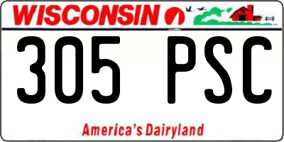 WI license plate 305PSC