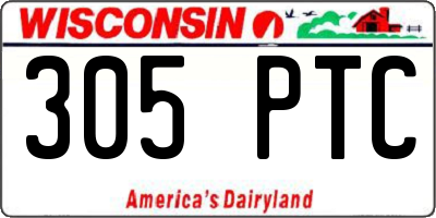 WI license plate 305PTC