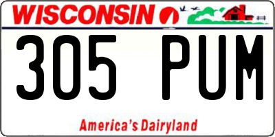 WI license plate 305PUM