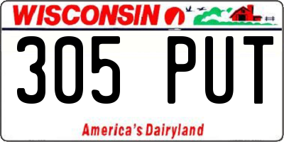 WI license plate 305PUT