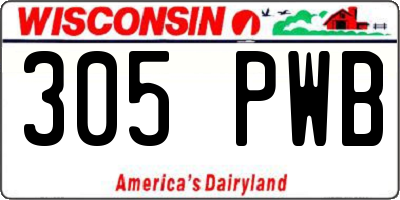 WI license plate 305PWB