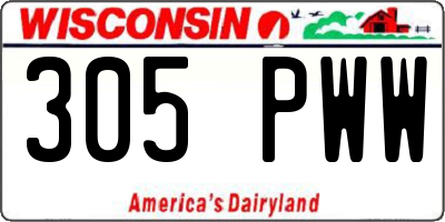 WI license plate 305PWW