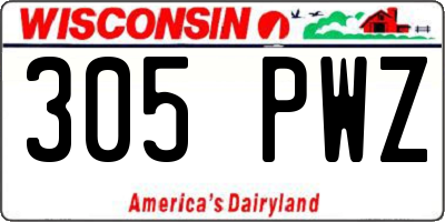 WI license plate 305PWZ