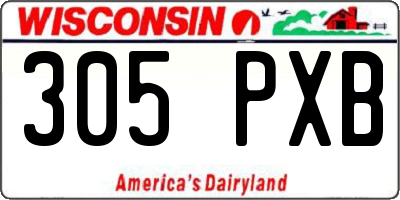 WI license plate 305PXB