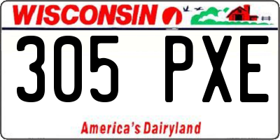 WI license plate 305PXE
