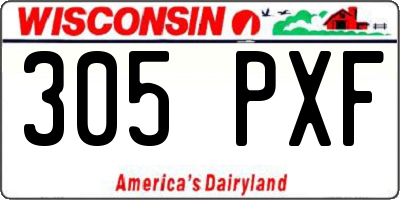 WI license plate 305PXF