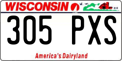 WI license plate 305PXS