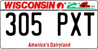 WI license plate 305PXT