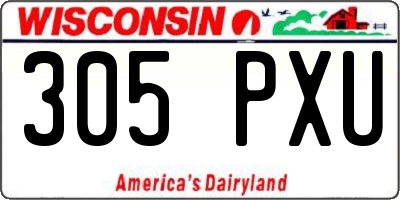 WI license plate 305PXU