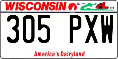 WI license plate 305PXW