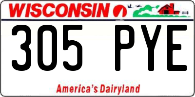 WI license plate 305PYE