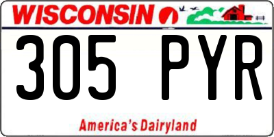 WI license plate 305PYR