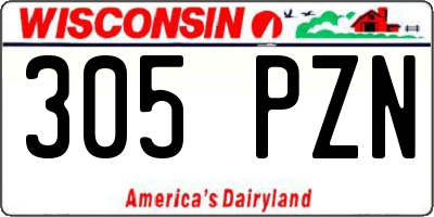 WI license plate 305PZN